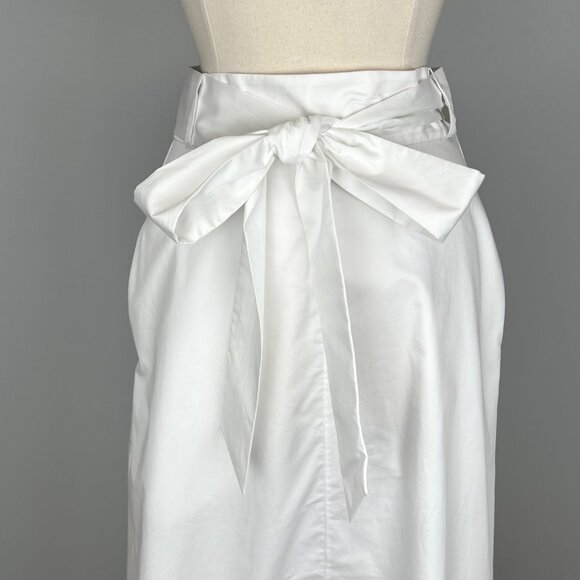 Tibi Womens Eco Poplin Back Wrap Midi Skirt White Cotton Tie Waist size 2 - Picture 6 of 14